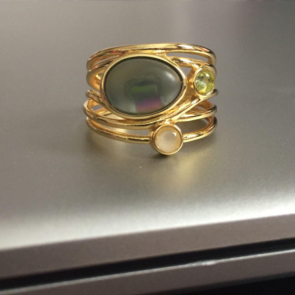 Labradorite and moonstone ring